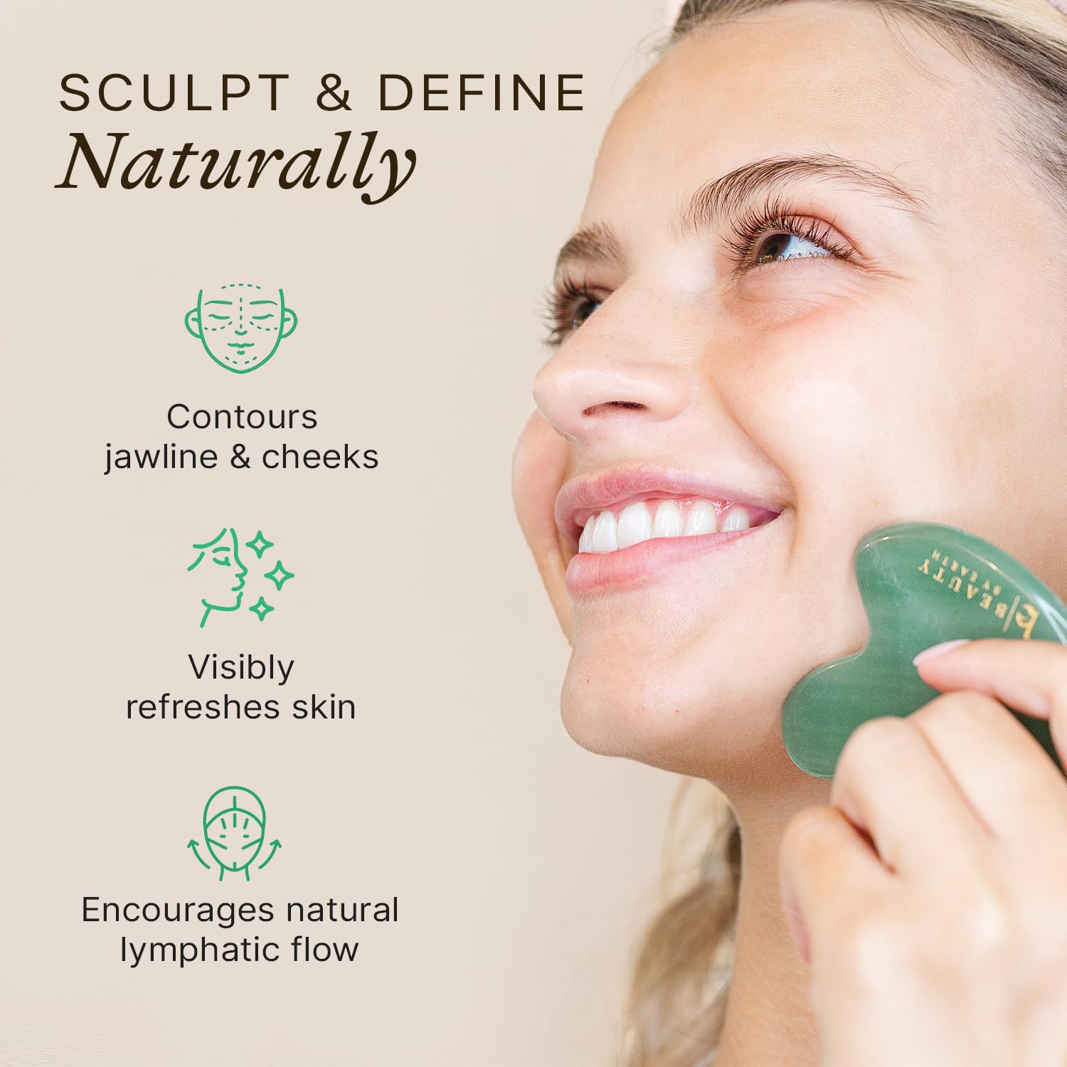 Beauty by Earth Jade Gua Sha: lifting facial suave para contorno definido