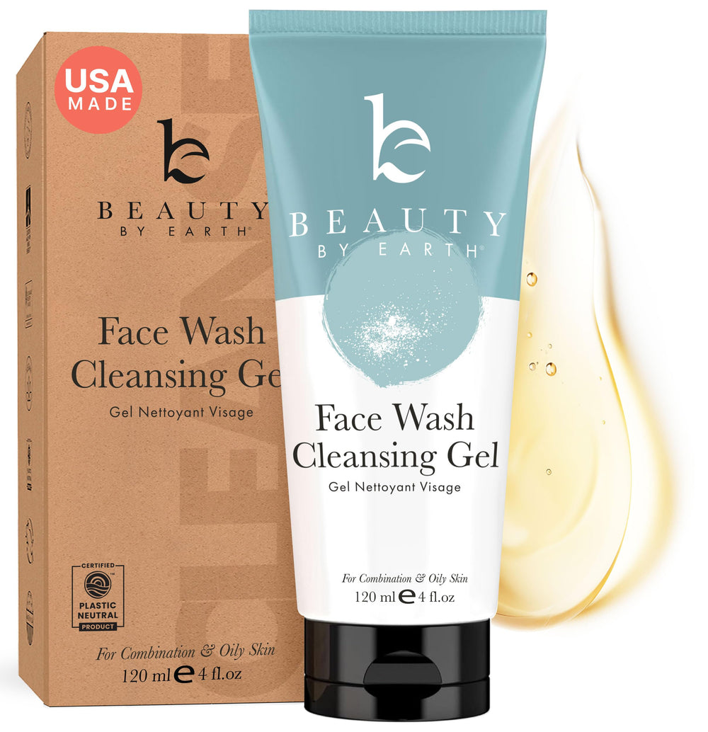 Beauty by Earth limpiador facial en botella con etiqueta orgánica para piel limpia