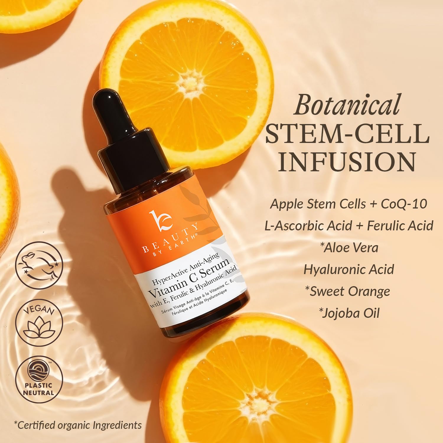 Beauty by Earth suero de Vitamina C, textura ligera para tono uniforme