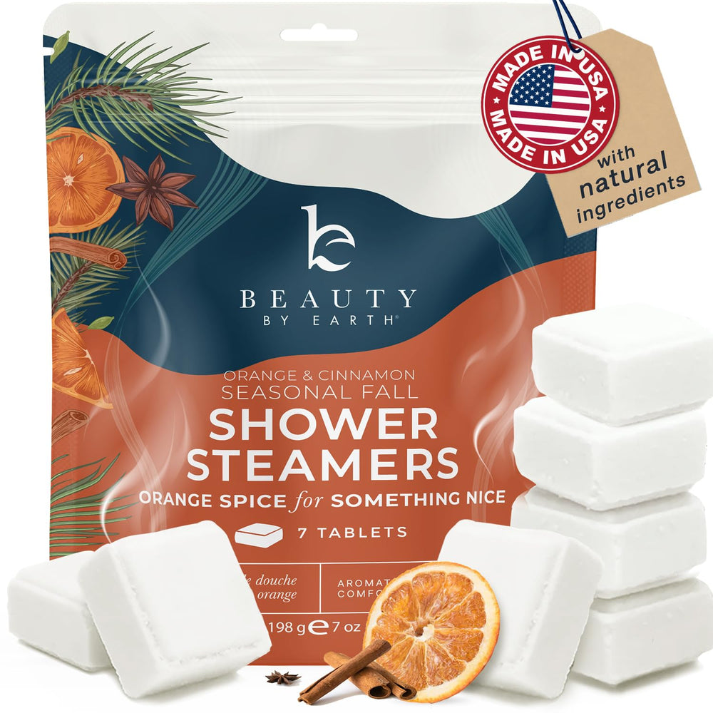 Tabletas de ducha Beauty by Earth aromaterapia naranja y pino para relajación en casa