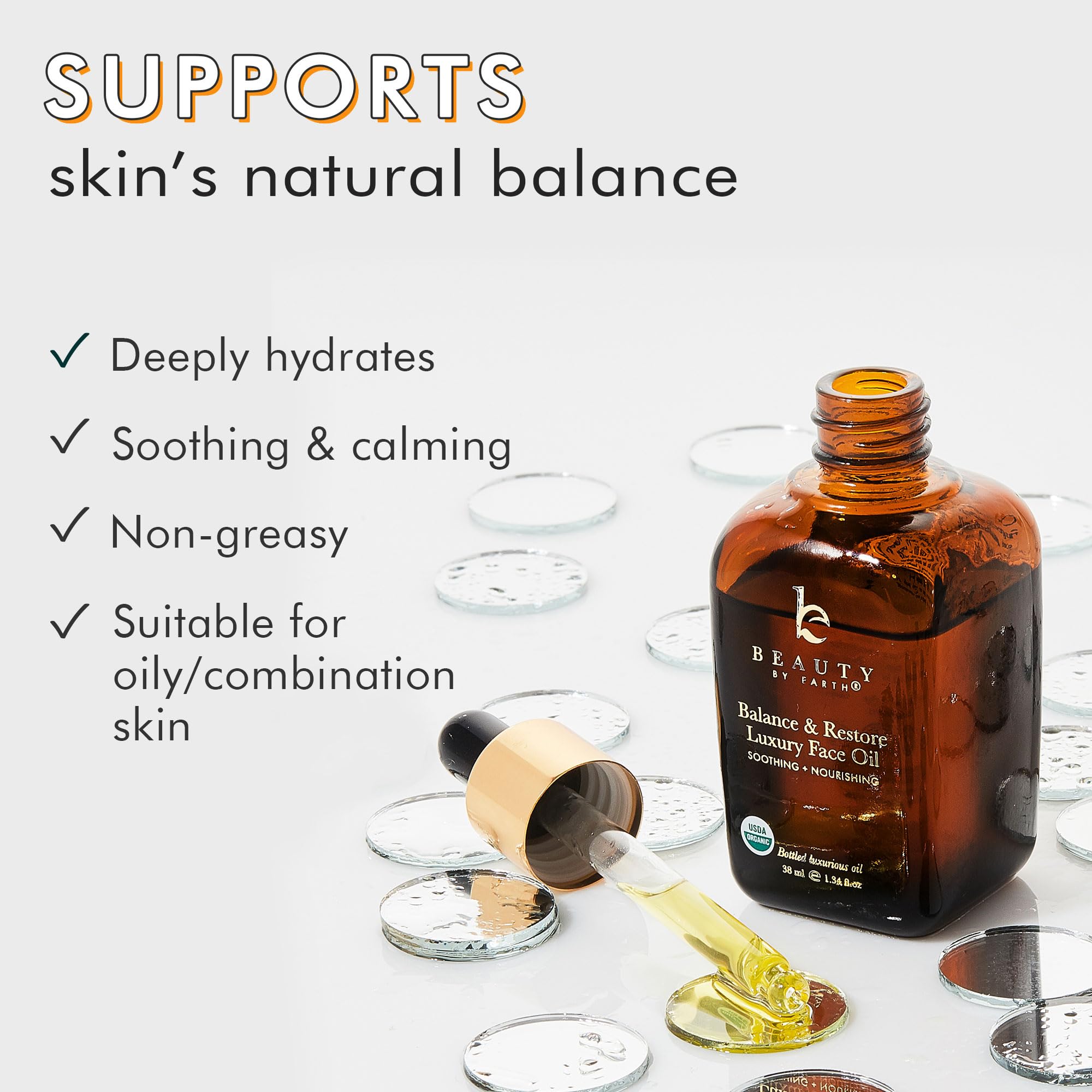 Beauty by Earth: textura sedosa al aplicar el aceite facial para mayor confort.
