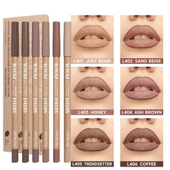 Beauty Glazed delineador labial tono neutro y marrón, resistencia al agua para uso diario.