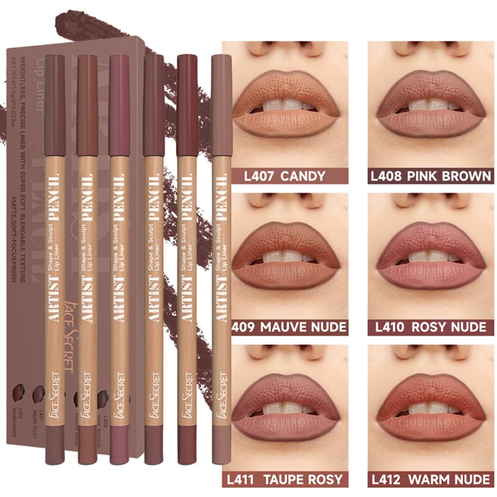 Beauty Glazed delineadores labiales beige y rosado, perfilado preciso para contornear labios.