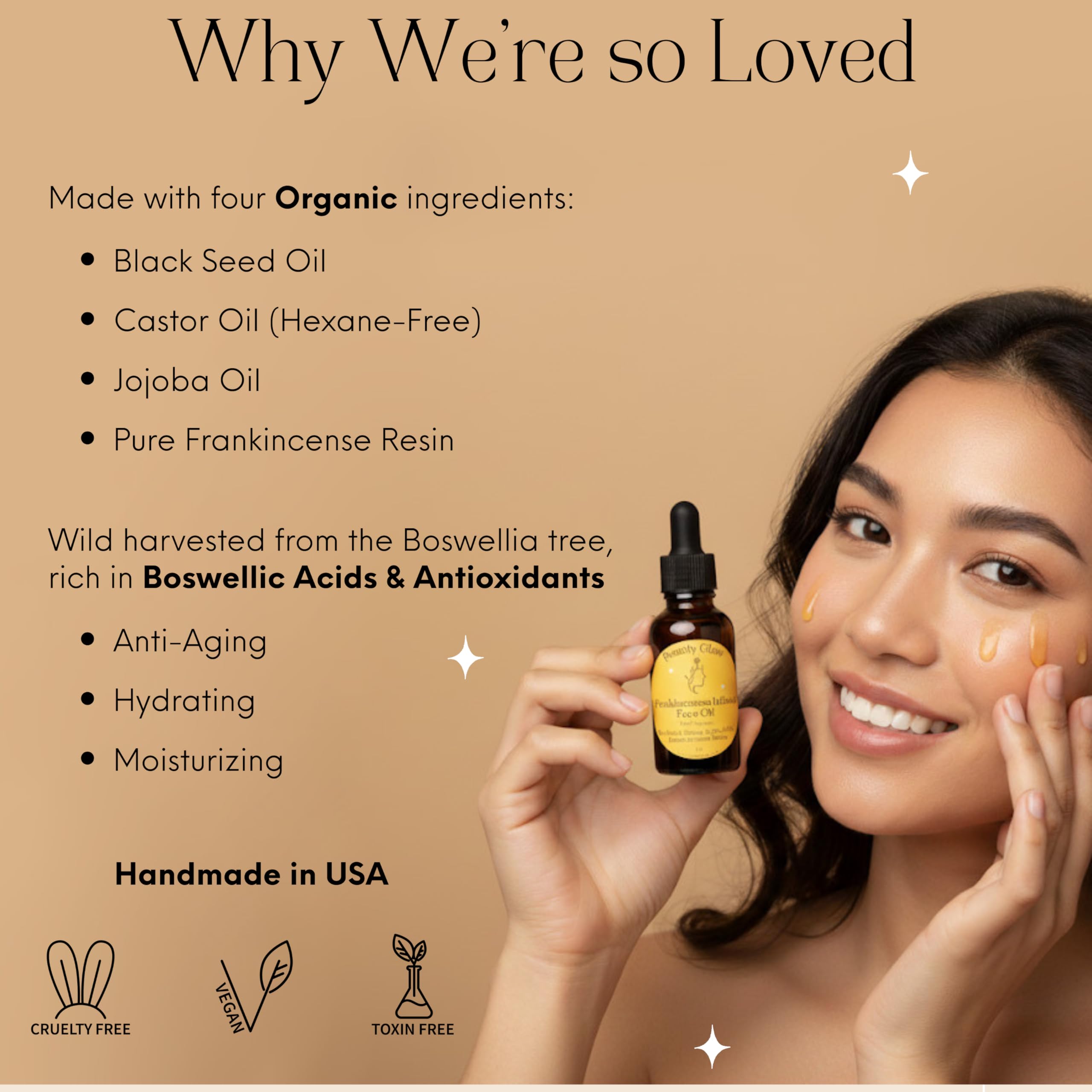 Beauty Glow aceite de semilla negra nutriente para piel radiante y hidratación duradera.