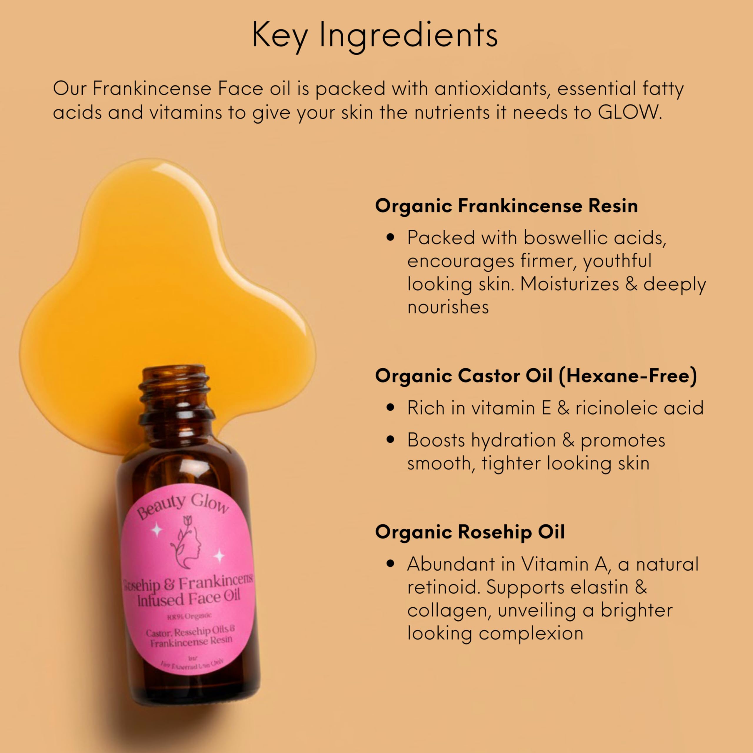 Beauty Glow aceite de textura ligera para absorción rápida.