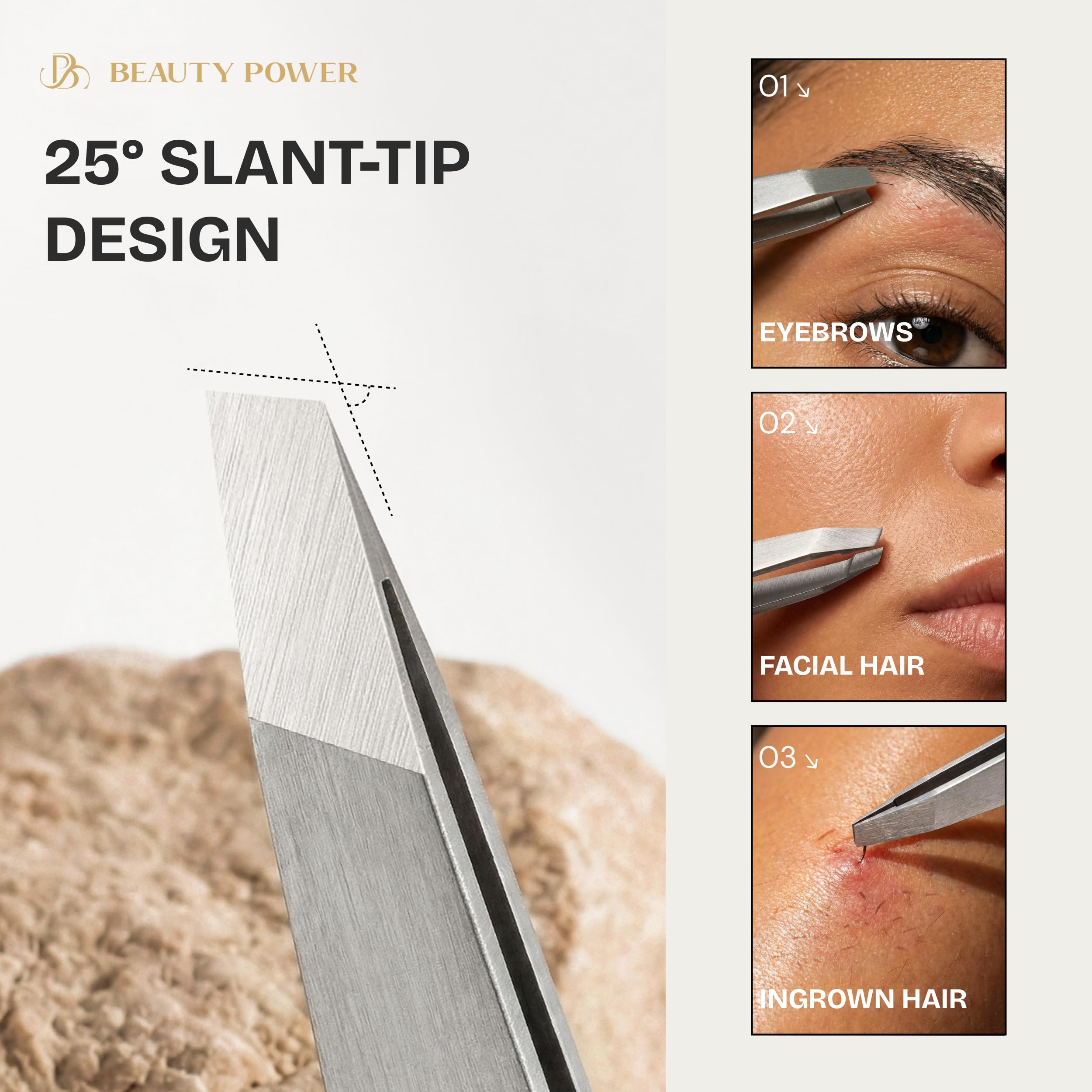 Pinzas Beauty Power, diseño ergonómico y mango mate