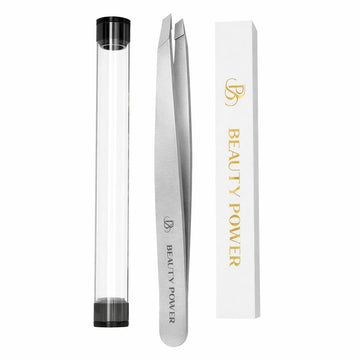 Pinzas Beauty Power con punta inclinada para precisión en cejas y vello