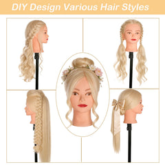 Beauty Star cabeza de maniquí con accesorios y soporte para sesiones de estilismo