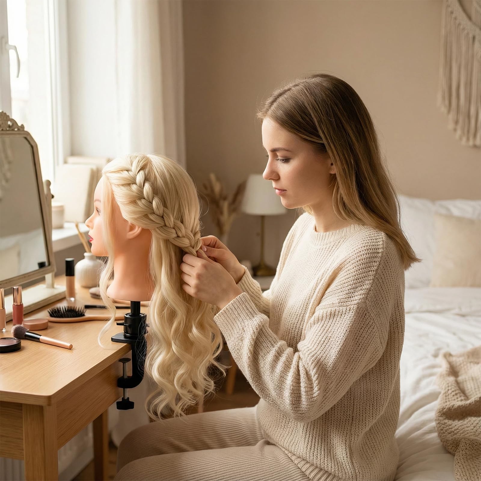 Beauty Star cabeza de maniquí para trenzas, perfecta para aprender técnicas de trenzado