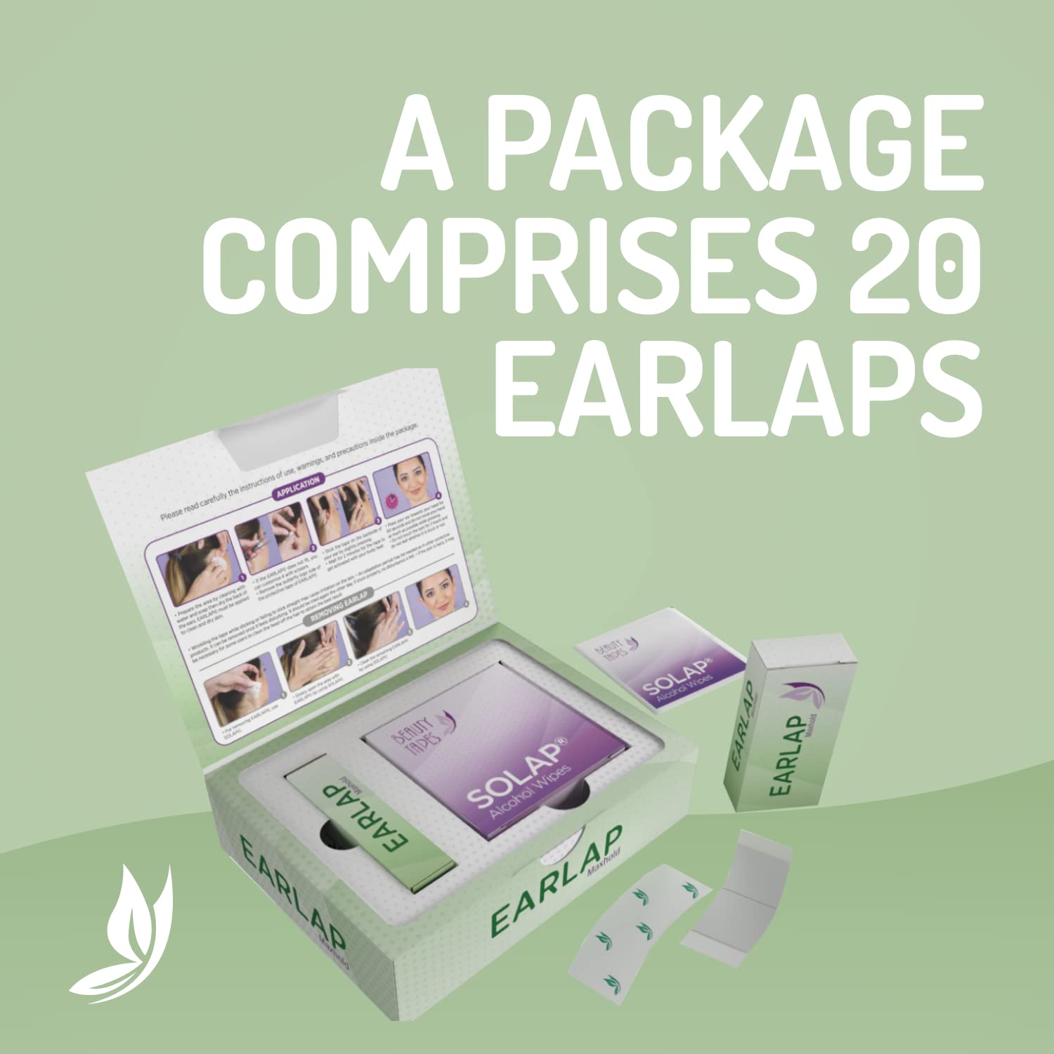 Beauty Tapes EarLap MaxHold application douce et rapide sur peau propre et sèche.