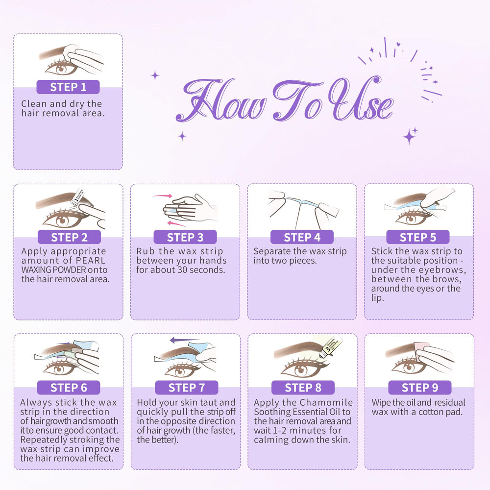 Beauty7 hair removal strips targeting root-level brow hair