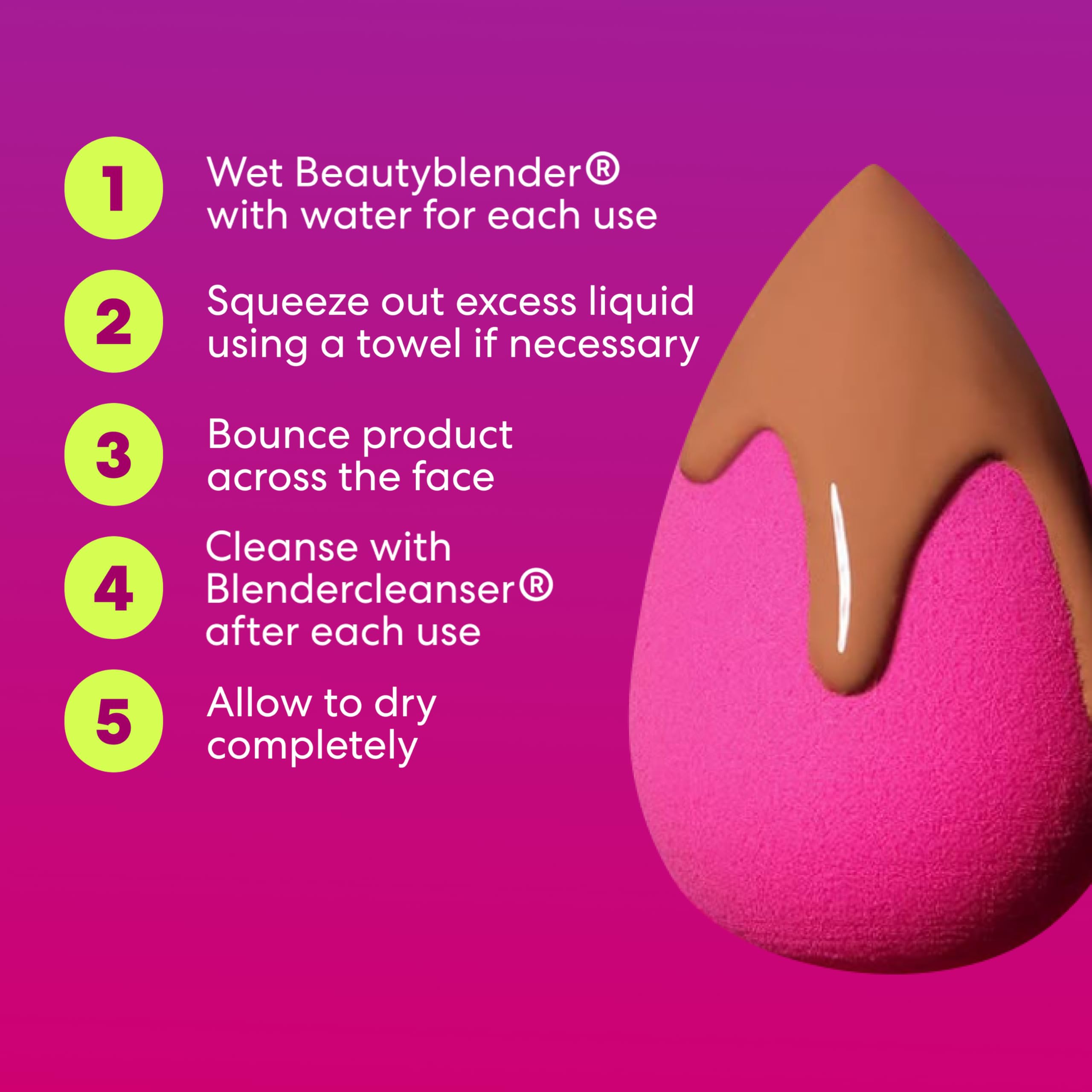 Beautyblender ne transmet pas la couleur sur la peau après rinçage.