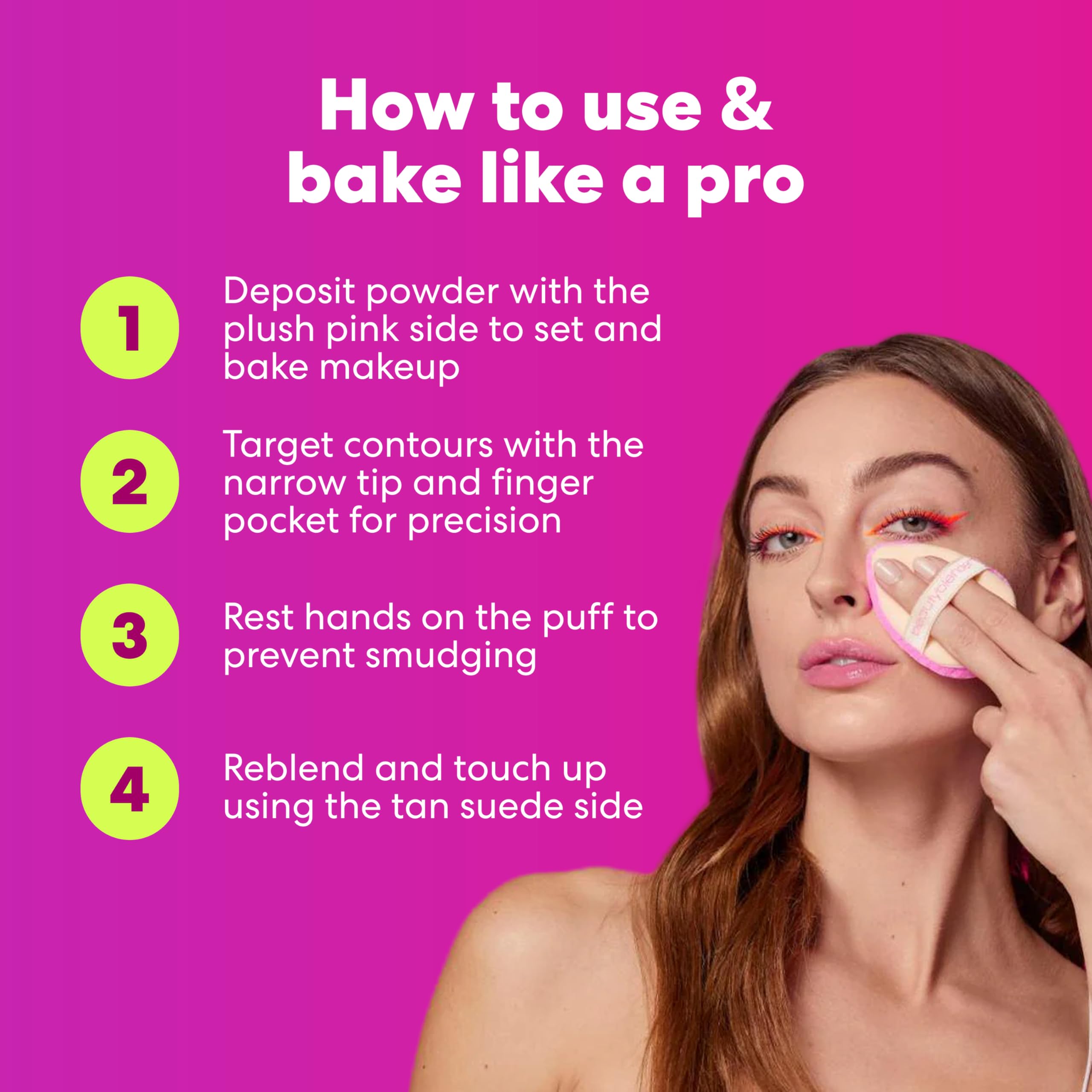 Beautyblender Pocket Puff, lado tono topo, suave, remezcla maquillaje para un acabado suave.