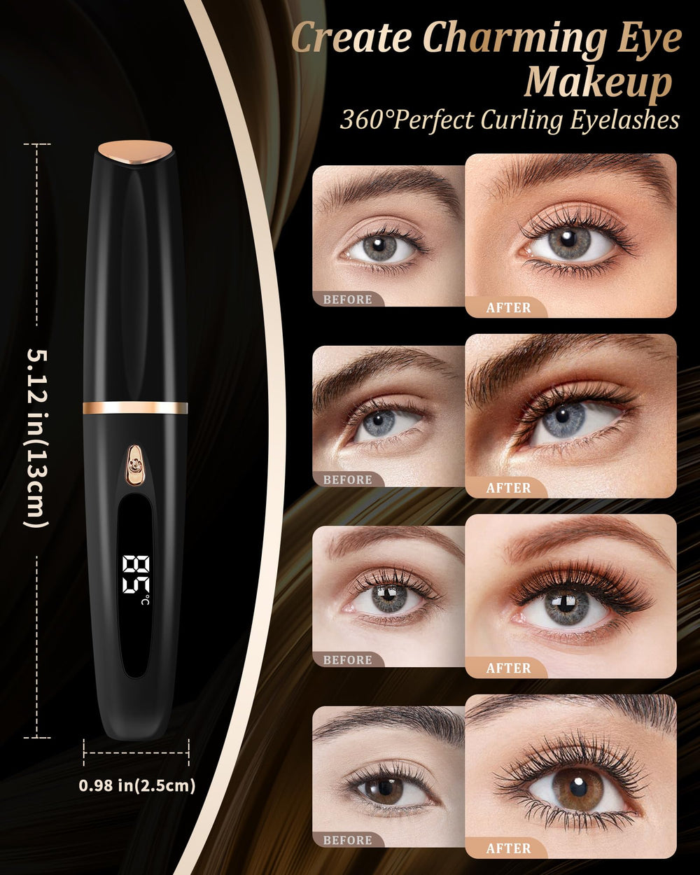 BeautyCurls rizador con protección anti-quemaduras y cepillo preciso.