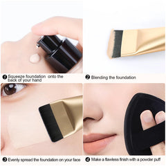 BEAUTYFACTOR pincel fundacion plana con mango electroplateado y diseño ergonómico.