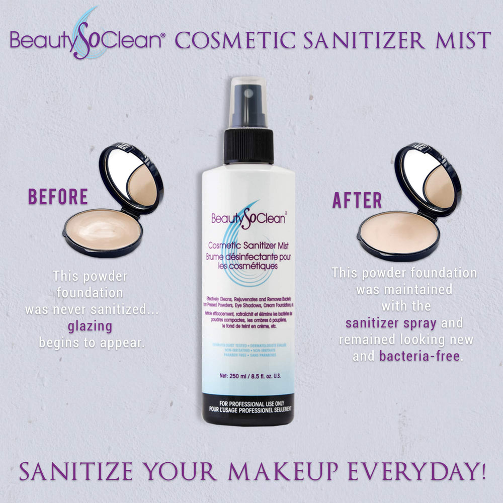 BEAUTYSOCLEAN bronceador en polvo desinfecta, uso seguro entre aplicaciones.