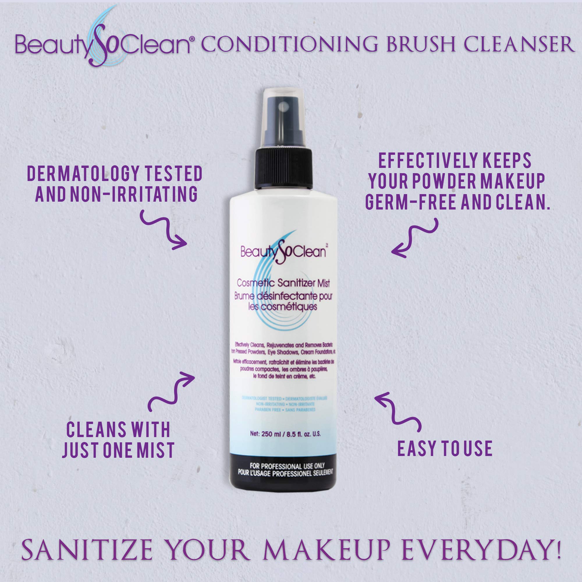 BEAUTYSOCLEAN sombras de ojos rociadas, superficies limpias antes de aplicar.