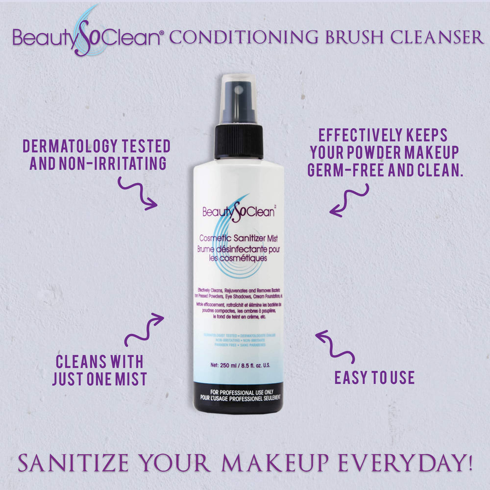 BEAUTYSOCLEAN sombras de ojos rociadas, superficies limpias antes de aplicar.
