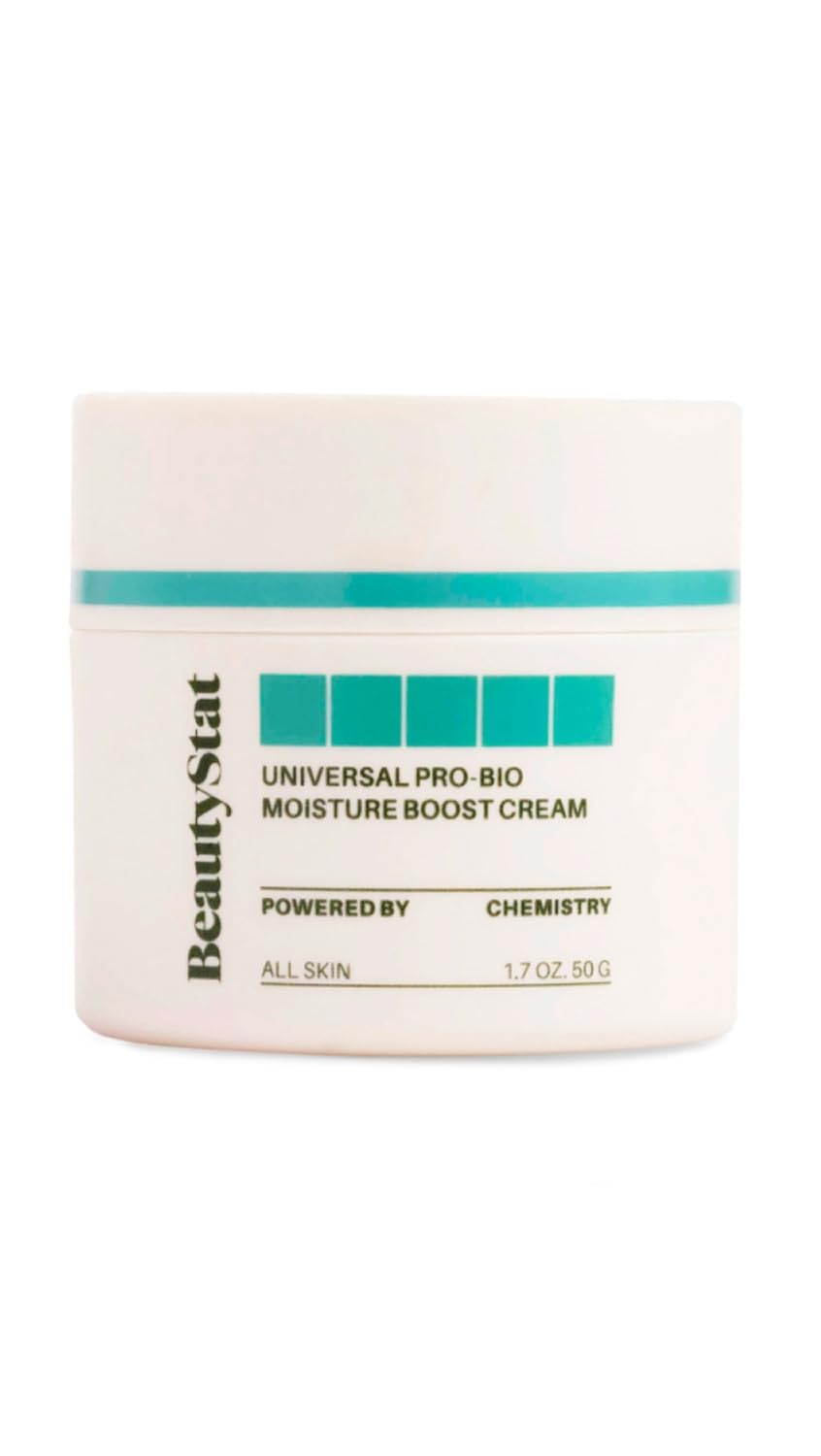 BeautyStat Universal Pro-Bio Moisture Boost Crema envase, hidratación suave para uso diario.