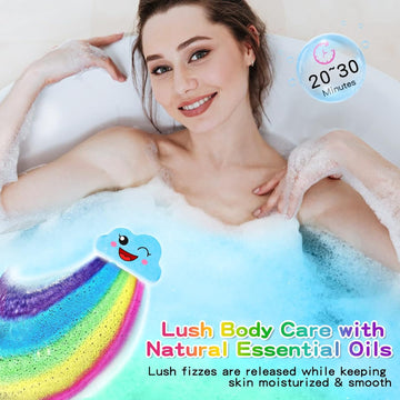 Beauwell bomba arcoíris con aceites naturales para cuidado suave.