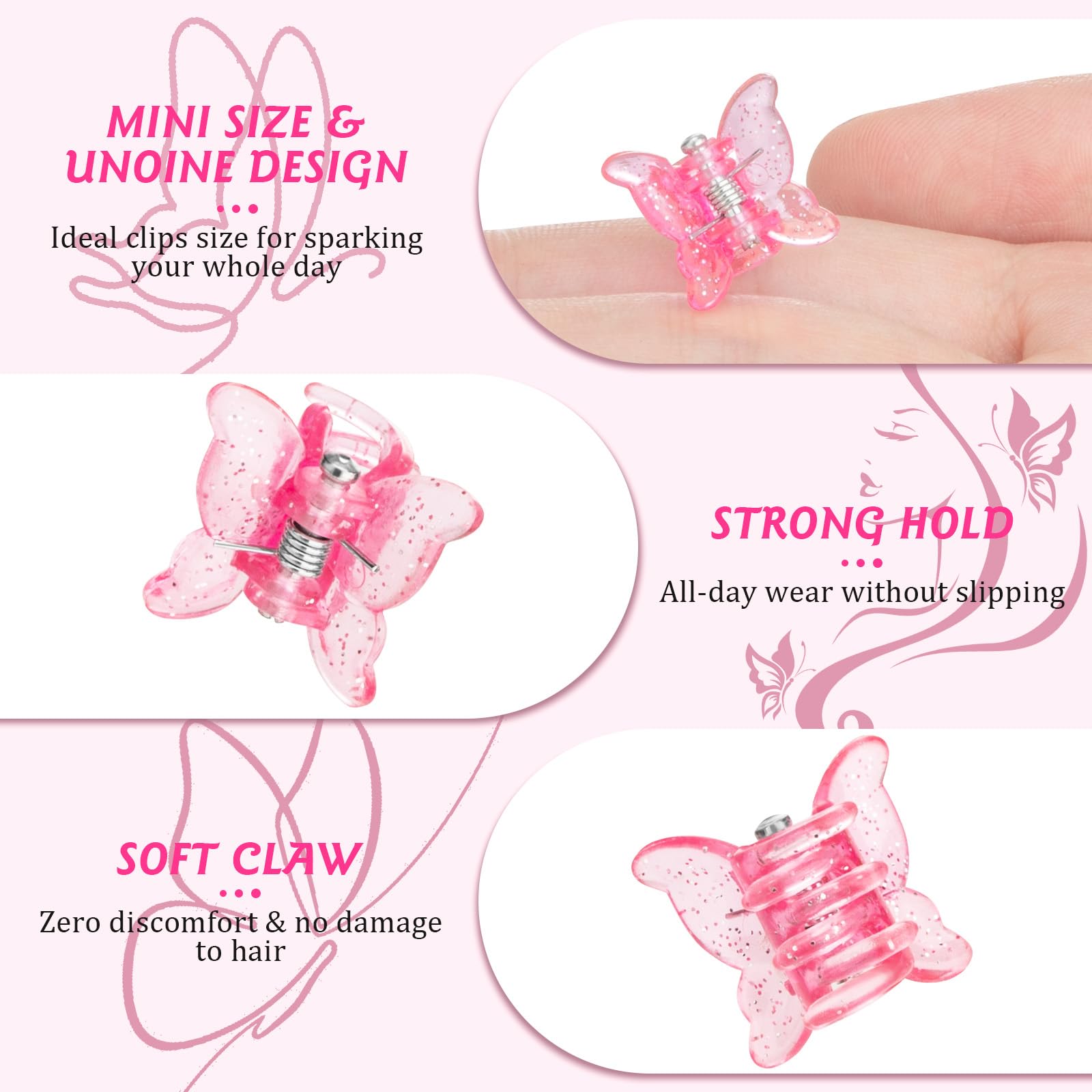 BEBEEPOO clip mini mariposa brillos para estilos rápidos y coloridos