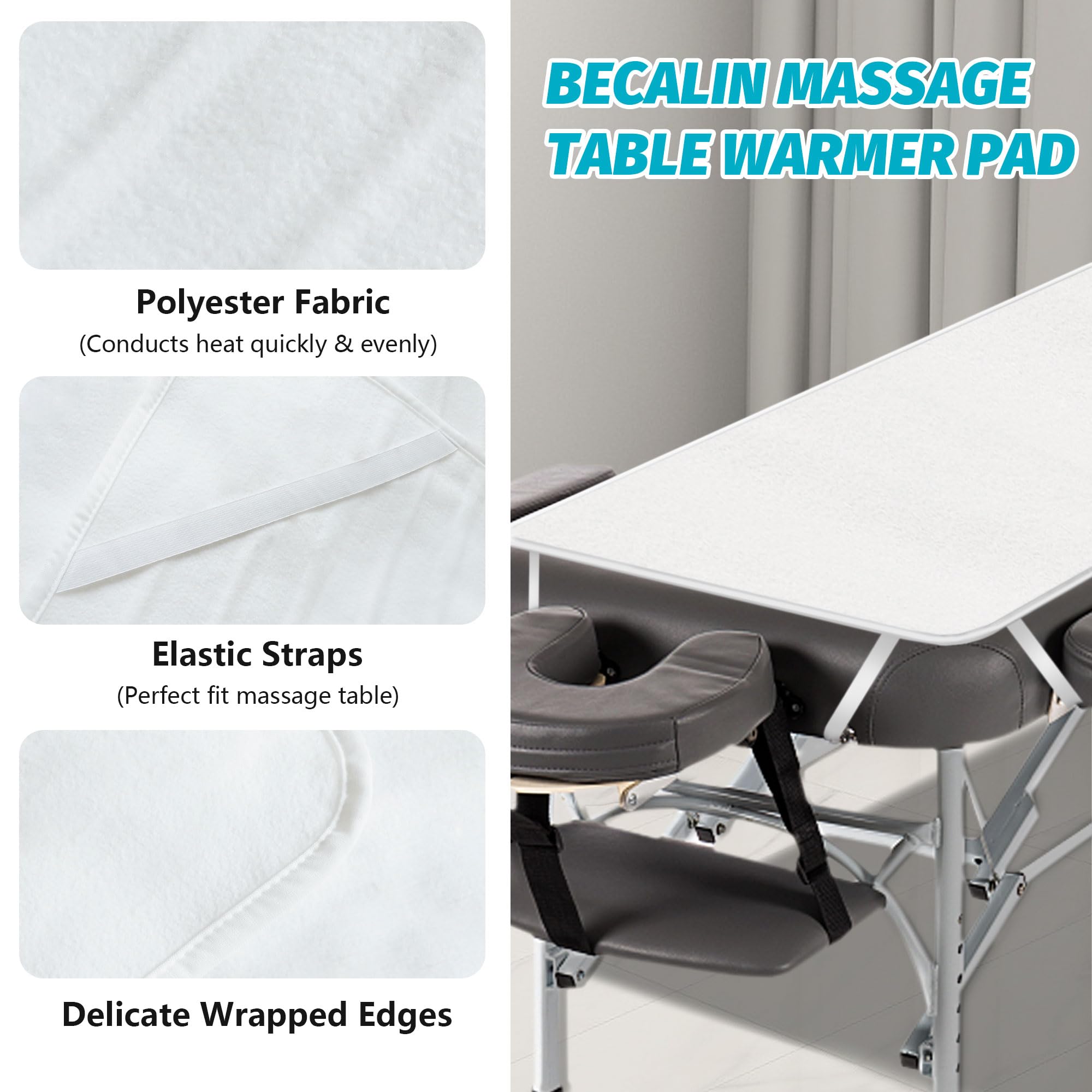 Dimensiones Becalin 30x71 pulgadas aseguran compatibilidad con mesas estándar.