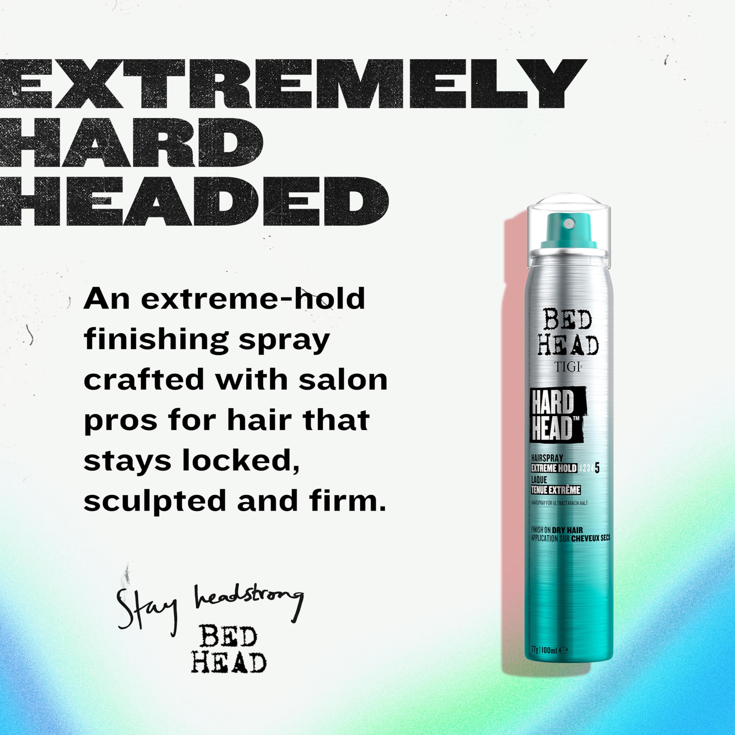 Bed Head Hard Head, aplicación rápida para secado instantáneo en cabello seco.