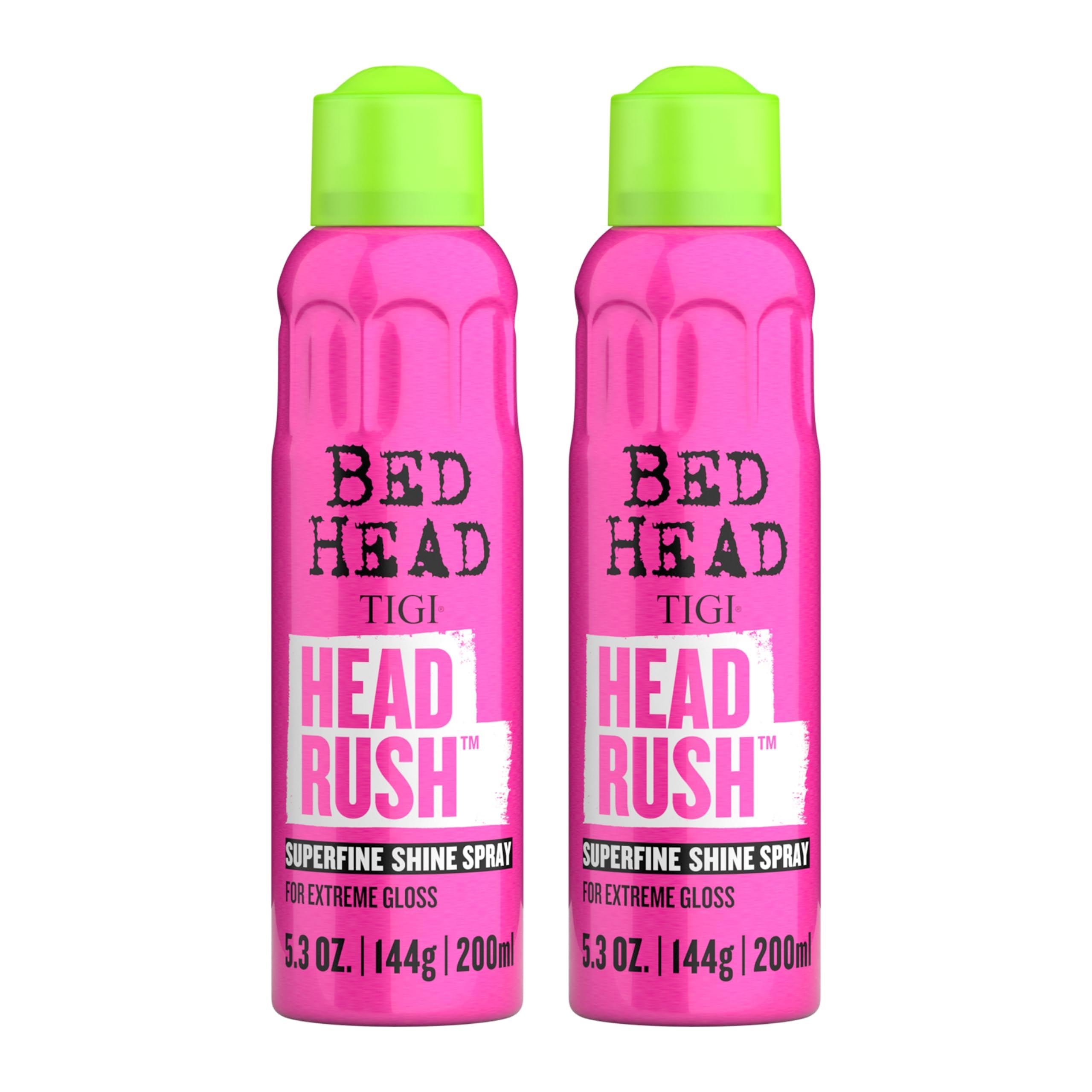 Bed Head HeadRush brillo extremo en el bote para un acabado luminoso y duradero.