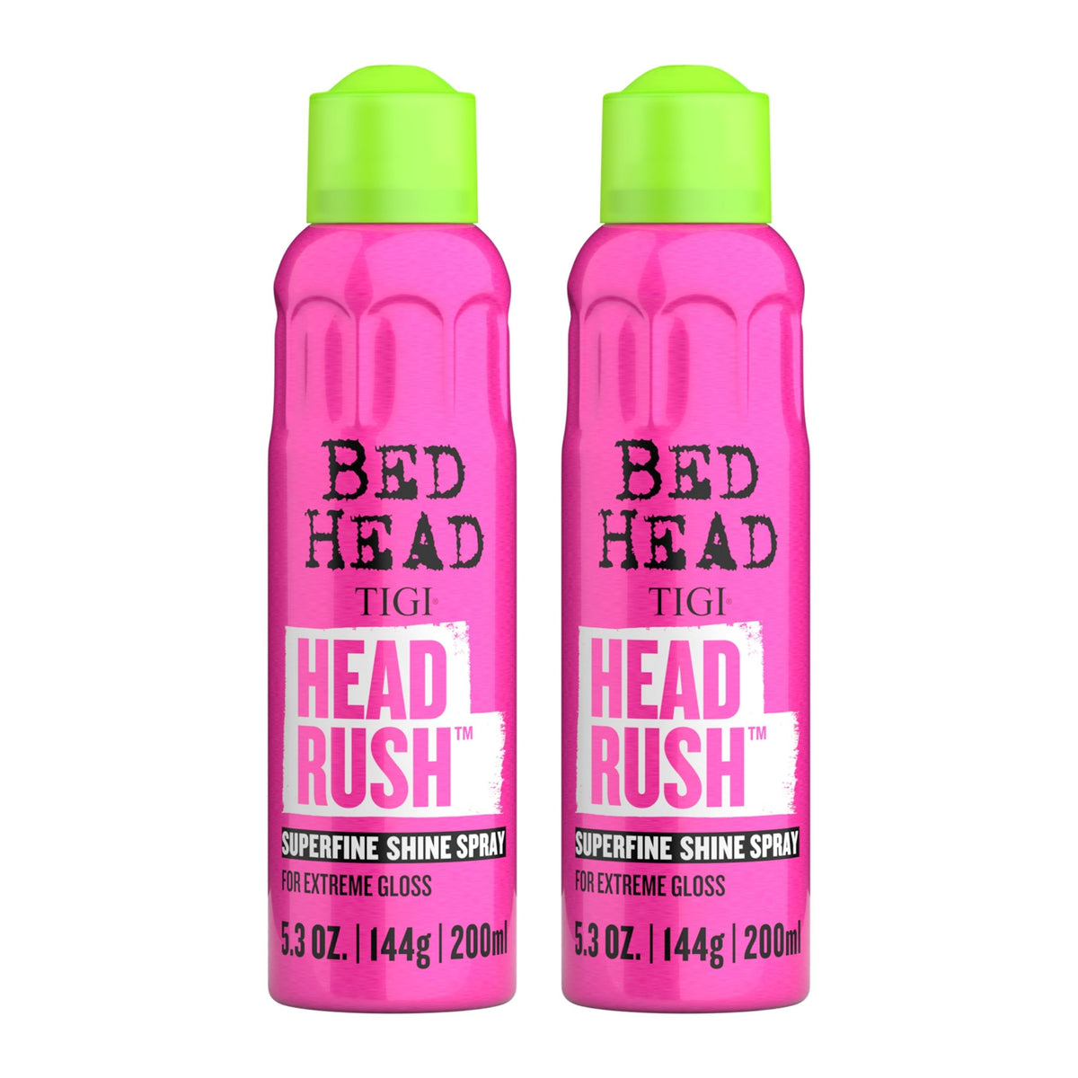 Bed Head HeadRush brillo extremo en el bote para un acabado luminoso y duradero.