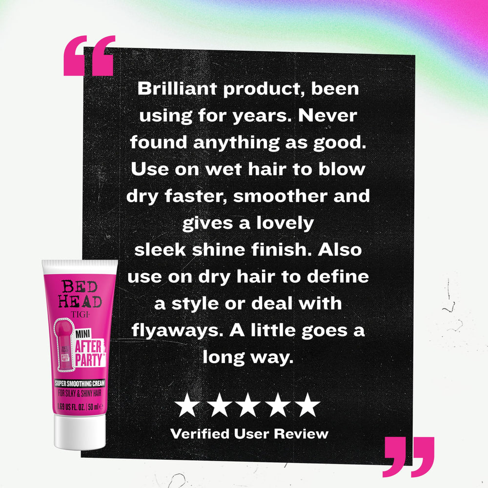 Bed Head TIGI After Party mini crema sedosa para cabello suave.