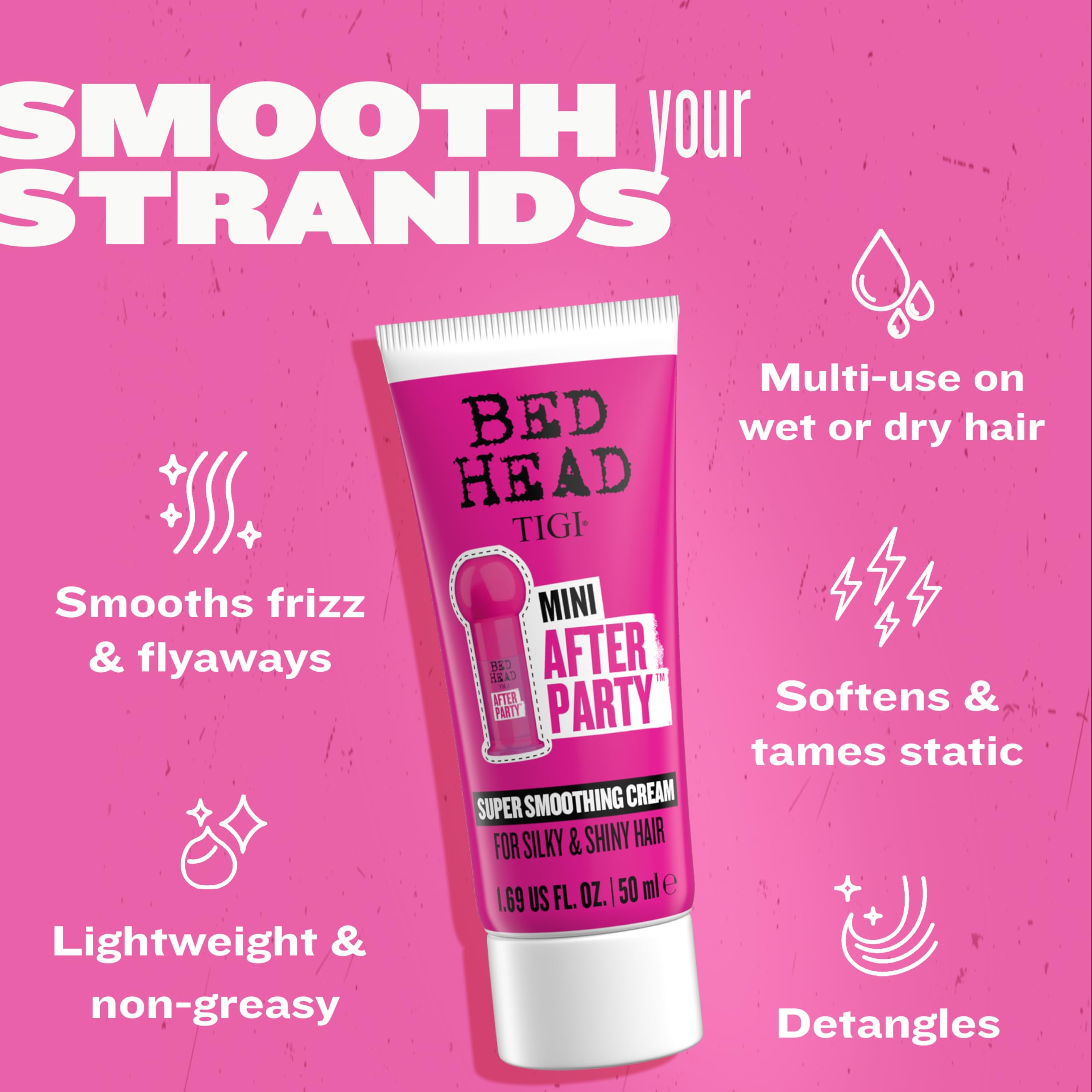 Bed Head TIGI After Party mini crema para reducción de estática y encrespamiento.