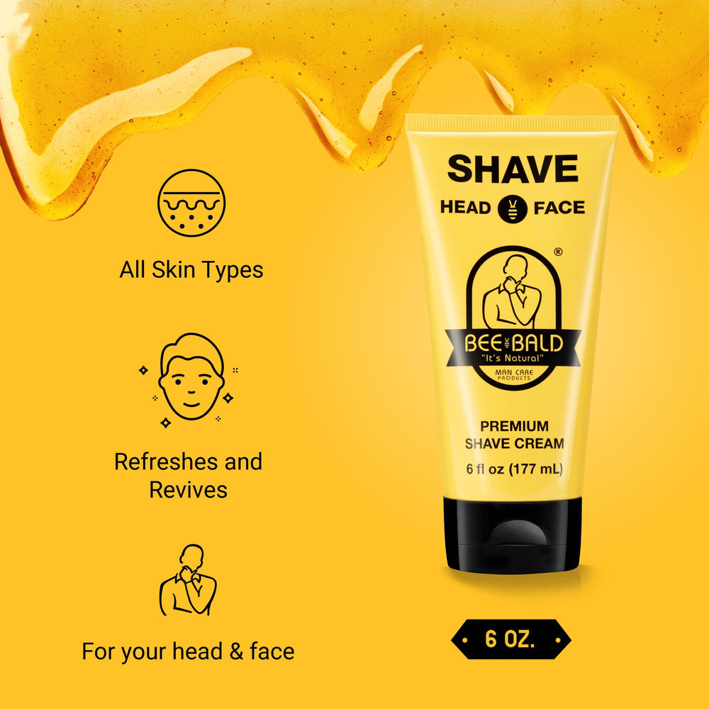 Bee Bald crema de afeitar, aplicación rápida para rostro y cabeza