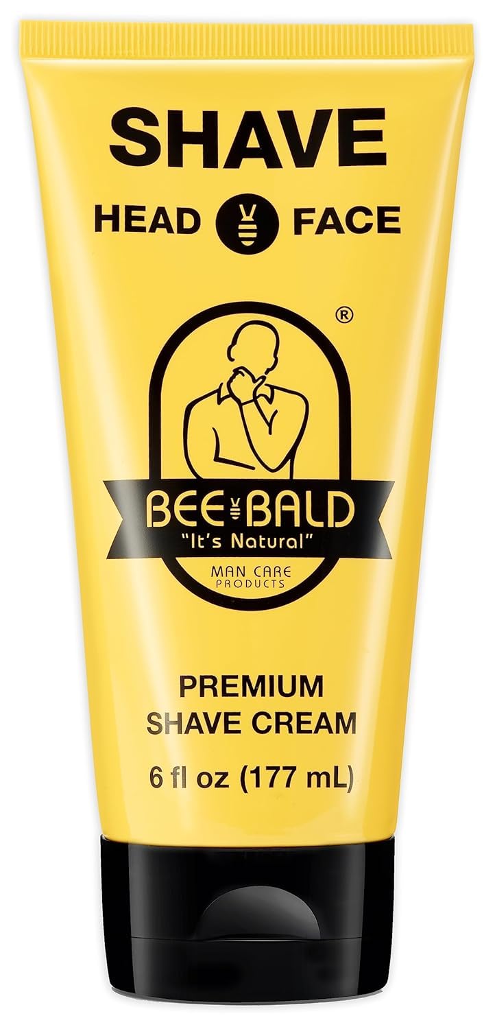 Bee Bald crema de afeitar en bote muestra deslizamiento suave para afeitado rápido
