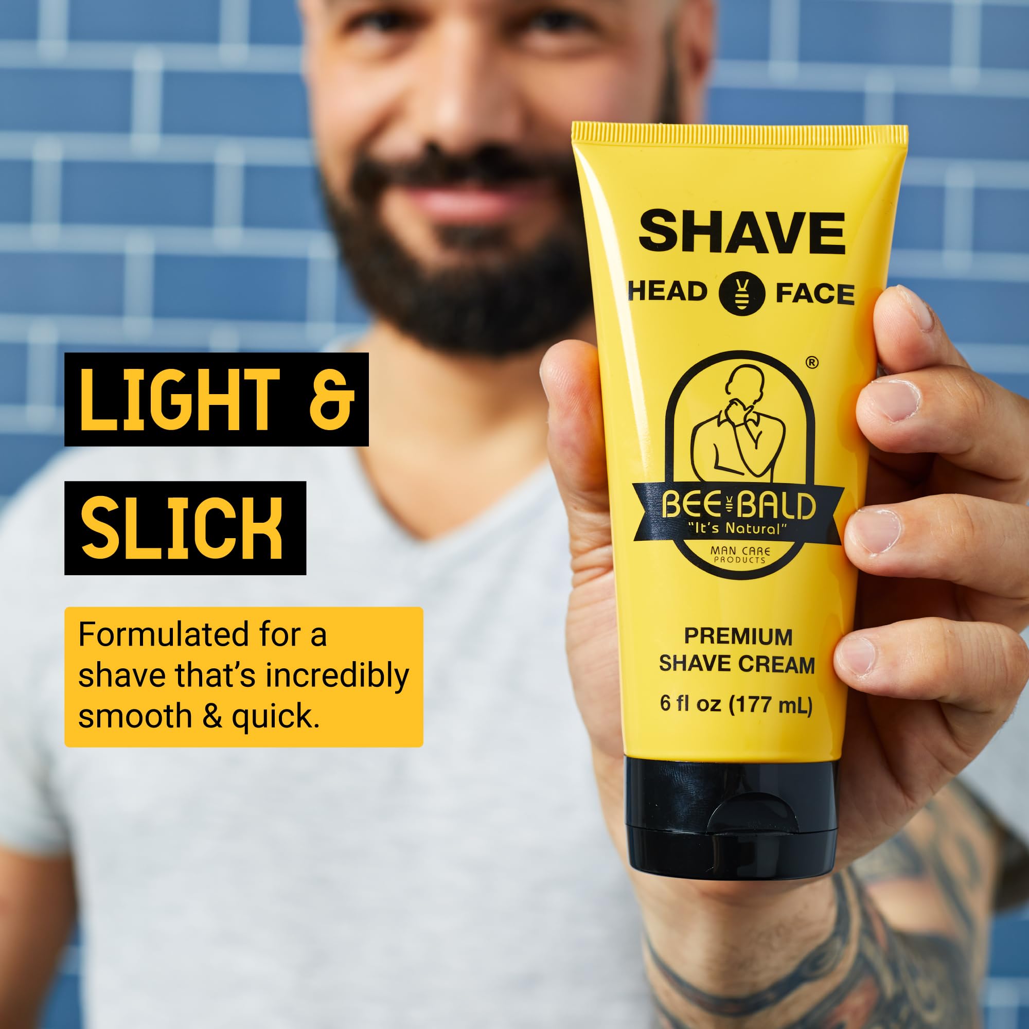 Bee Bald crema de afeitar, espuma ligera para piel suave