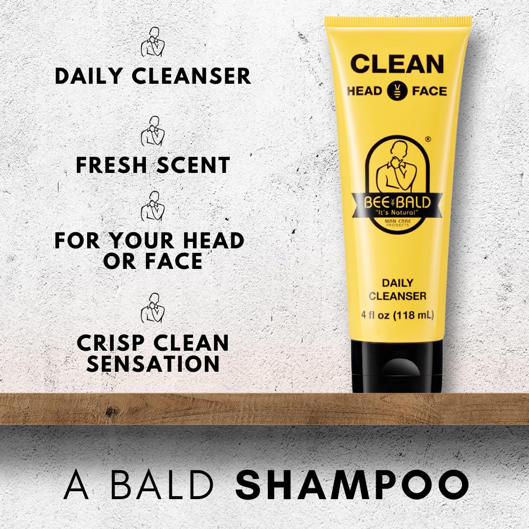 Bee Bald CLEAN ofrece hidratación suave para pieles sensibles en cabeza y rostro.