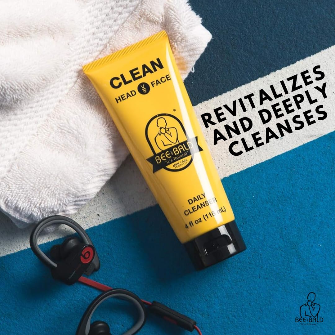 Una pequeña cantidad de Bee Bald CLEAN alcanza gran limpieza para rostro y cabeza.