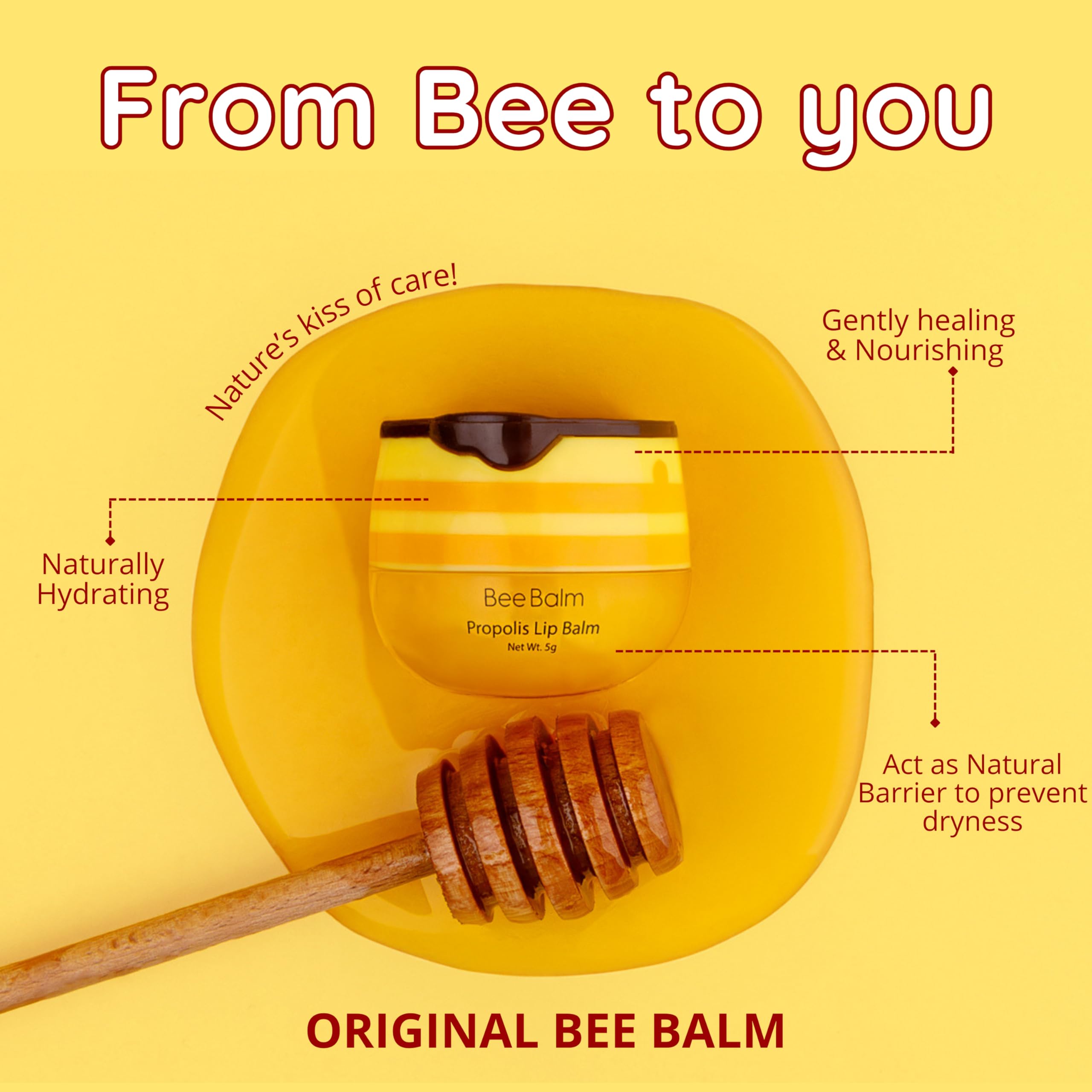 Bee Balm Original Lip Balm on hand for portable everyday use.