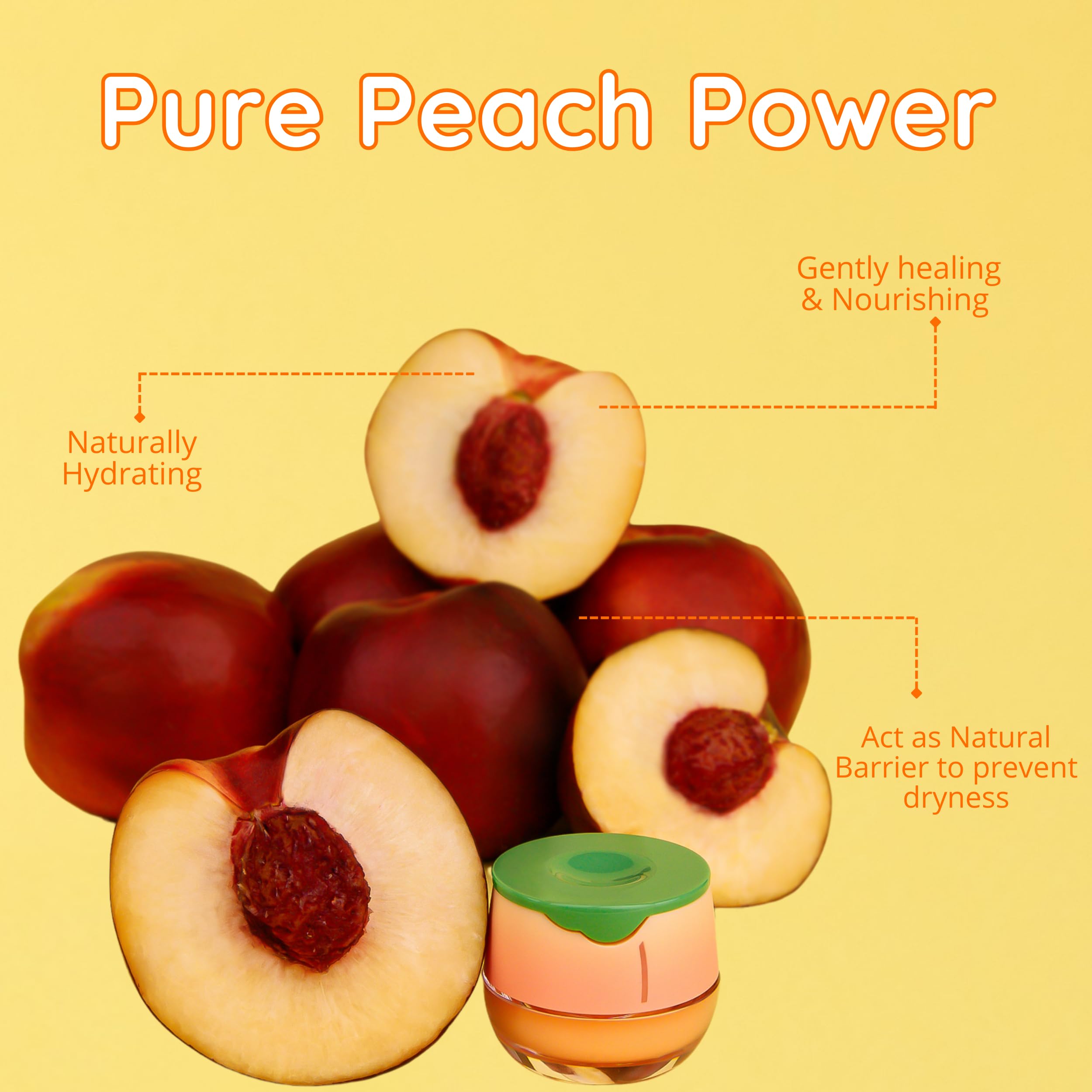 Peach scented Bee Balm packaging shown, inviting daily use.