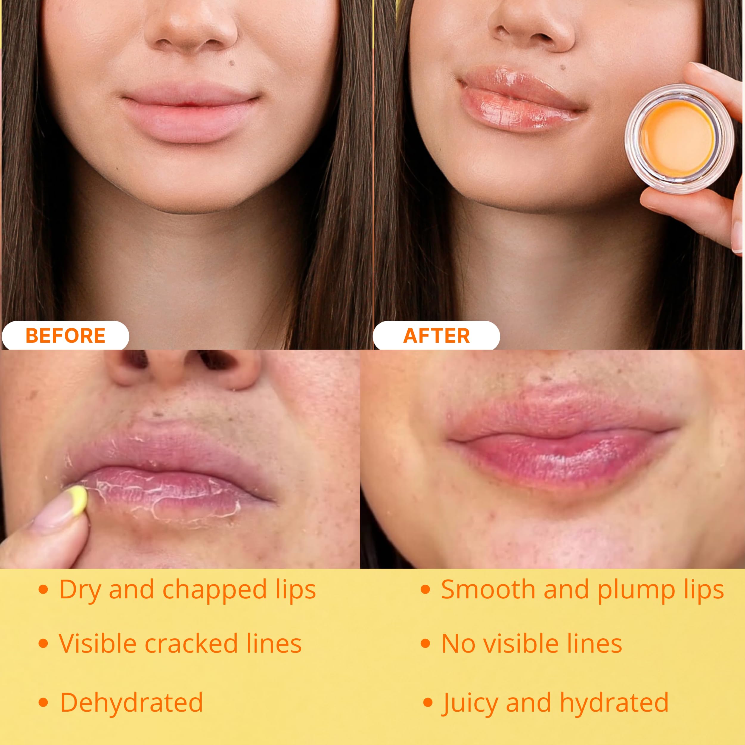 Vitamin E rich Bee Balm softens lip texture and lines.