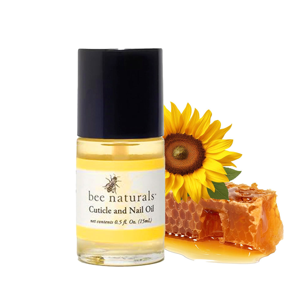 Bee Naturals Aceite para uñas y cutículas, botella con gotero para cuidado diario.