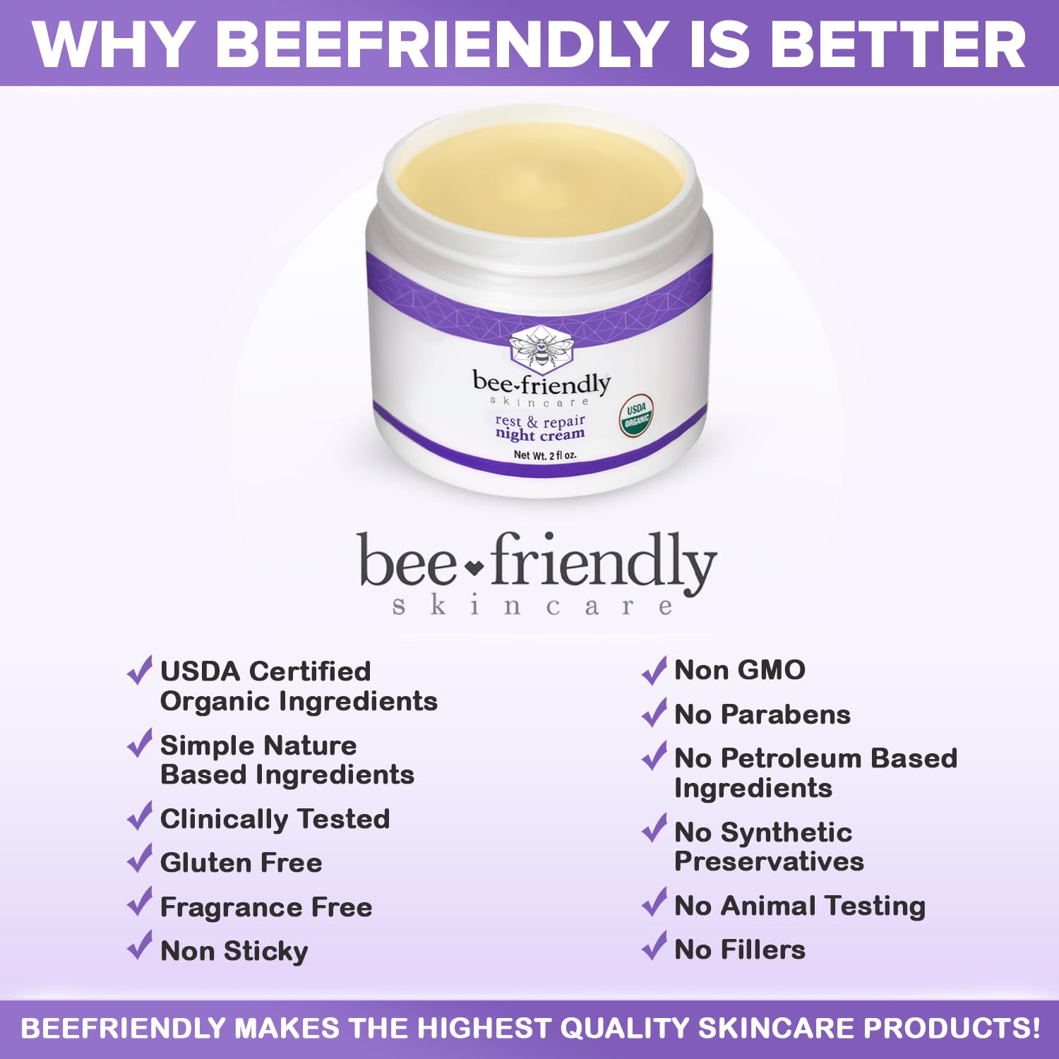 Propóleo y miel cruda en BeeFriendly brindan nutrientes para uso nocturno.
