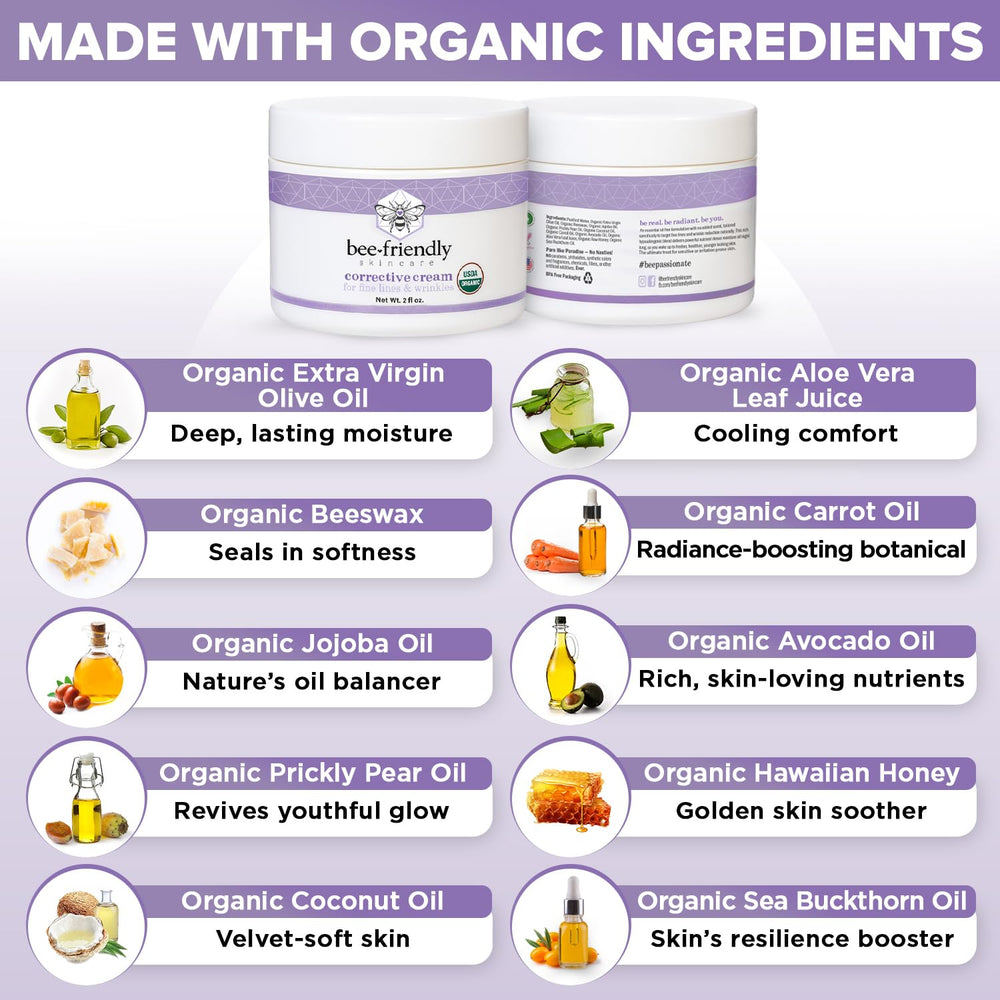 BeeFriendly ingredientes orgánicos: jojoba, oliva y aguacate nutren la piel