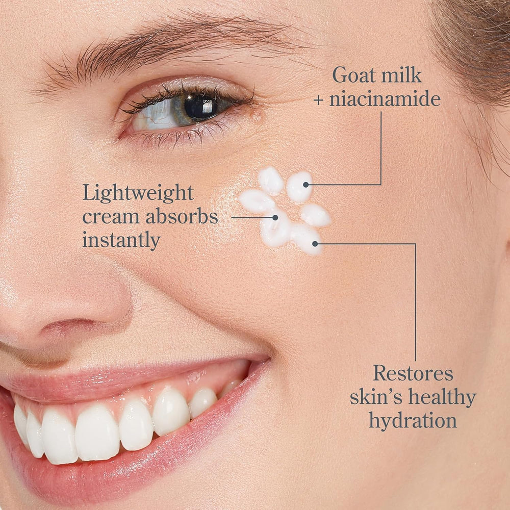 Aplicación suave en rostro con Bloom Cream de Beekman 1802.