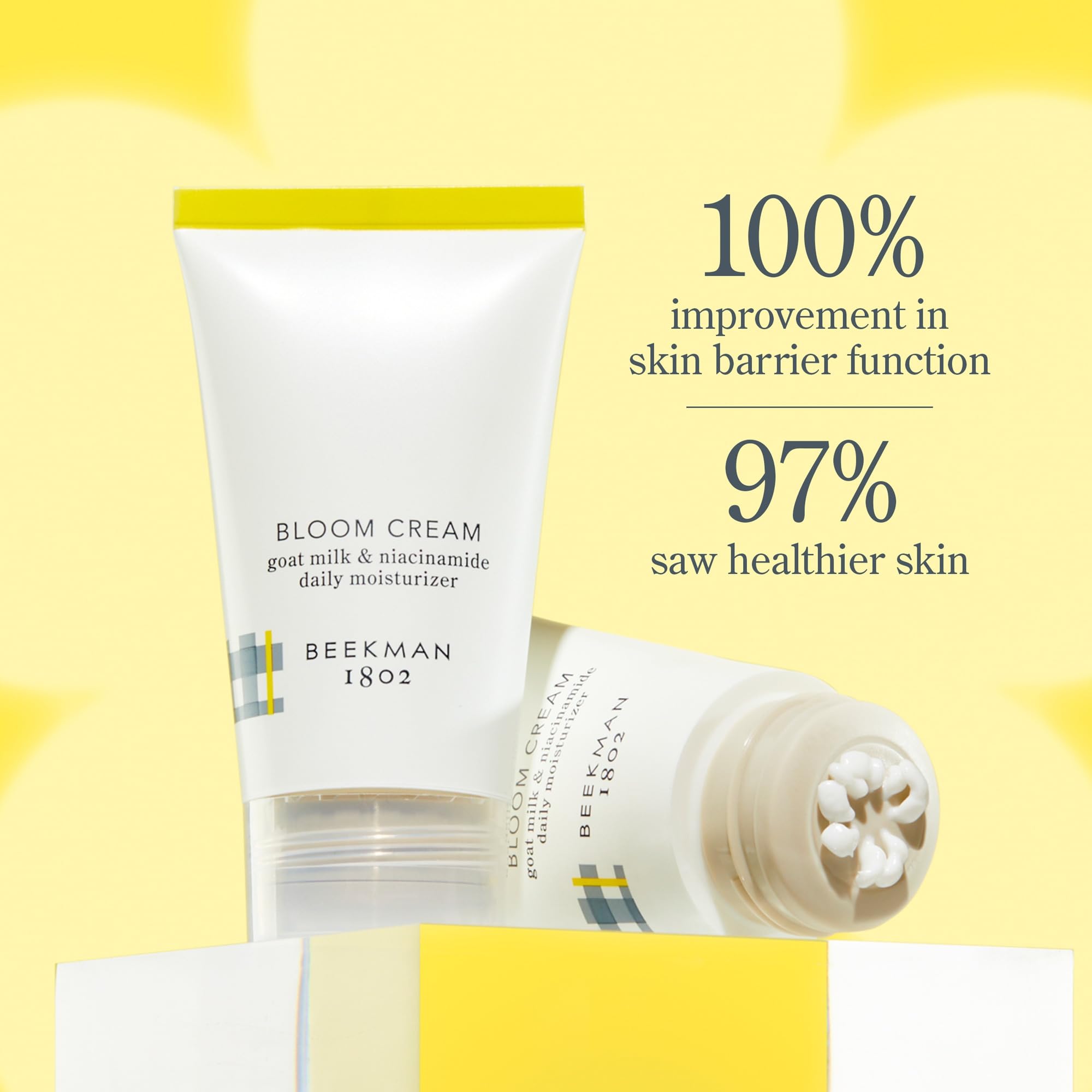 Envase libre de crueldad del Bloom Cream Beekman 1802.
