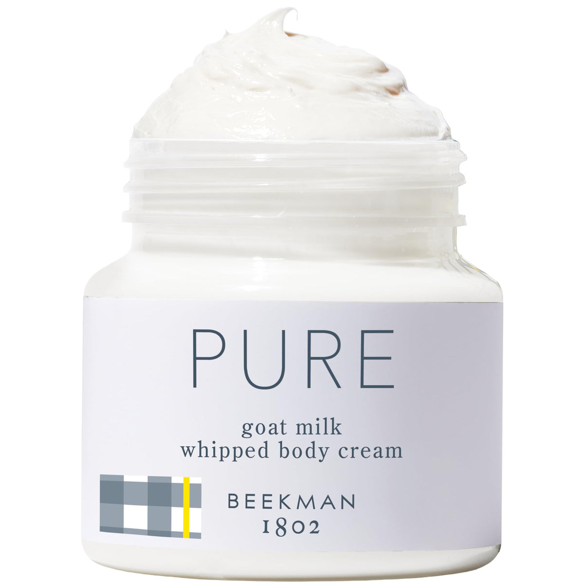 Beekman 1802 crema corporal envase, hidratación suave para piel sensible.