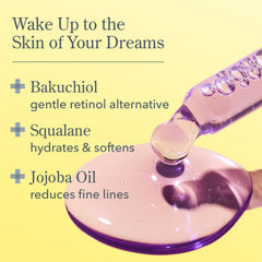 Beekman 1802 Dream Booster Bakuchiol Serum, aplicación nocturna para piel suave.