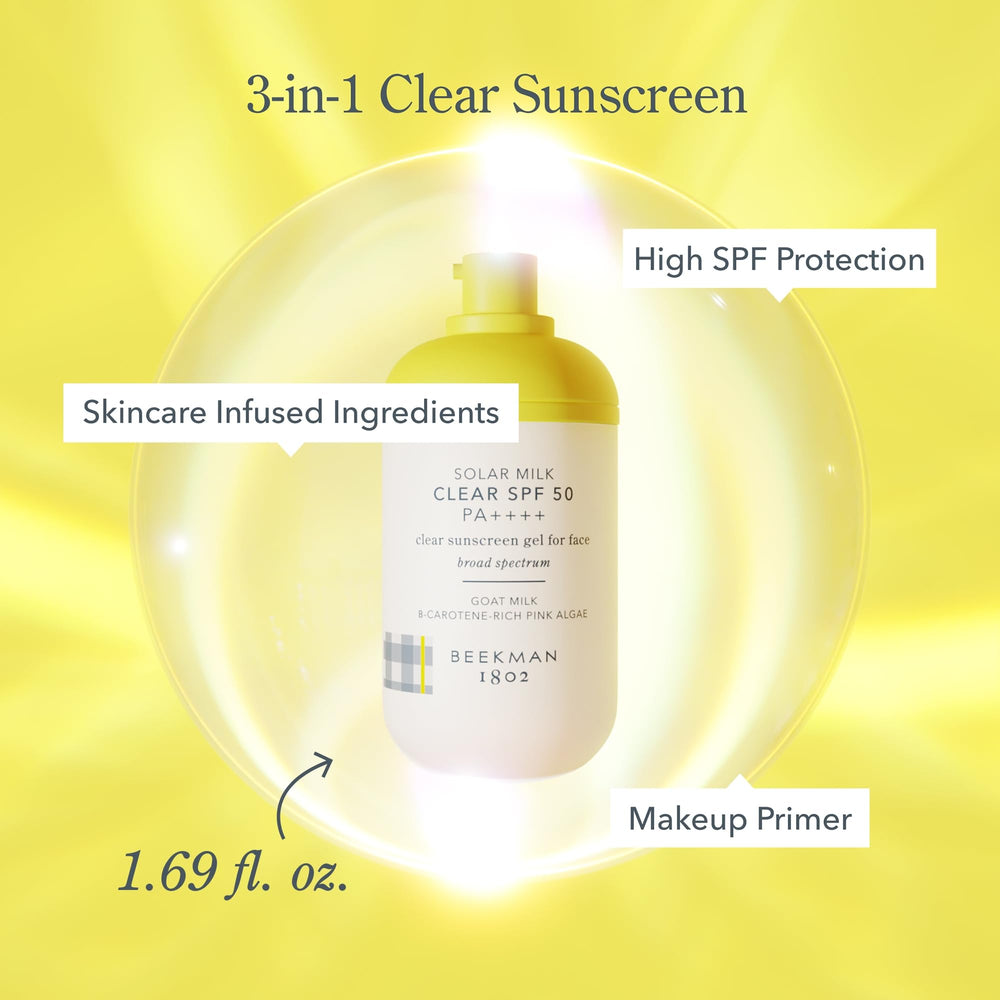 Fórmula sin toxinas para piel sensible en Beekman 1802 Solar Milk.