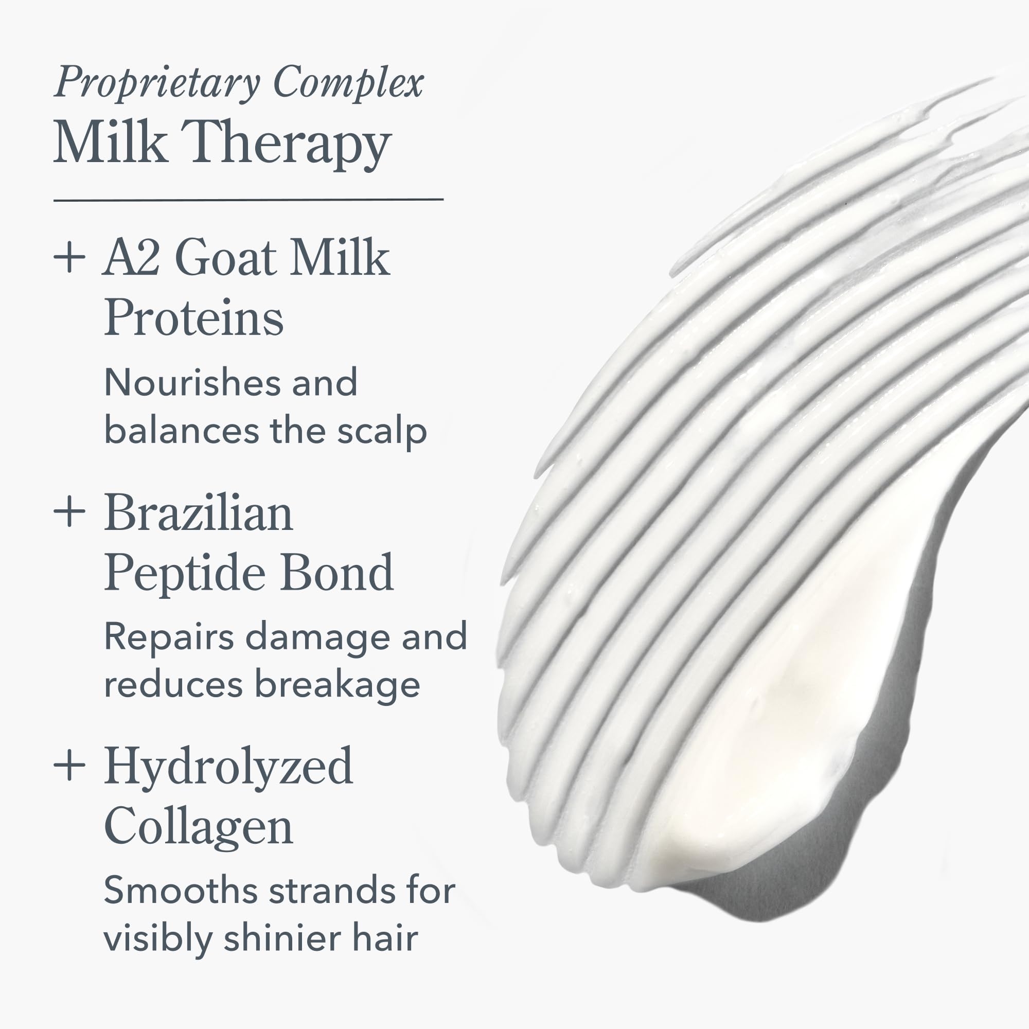 Beekman 1802 Lait Thérapie Peptide Conditionneur – cheveux prêt pour l'application et démêlage.