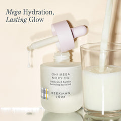 Beekman 1802 Oh! Mega Milky Oil en empaque elegante para cuidado diario