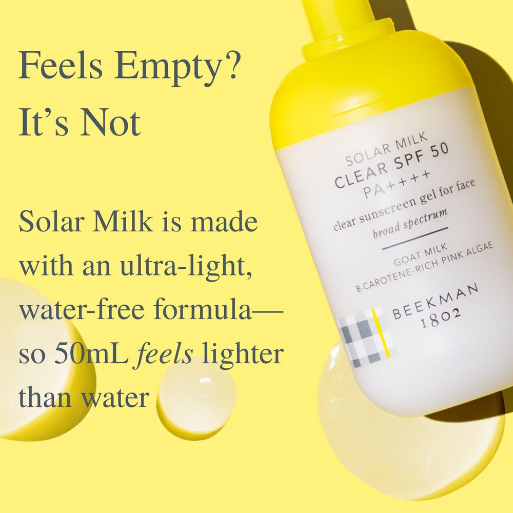 SPF 50 y acabado ligero para todos los tonos con Beekman 1802 Solar Milk.